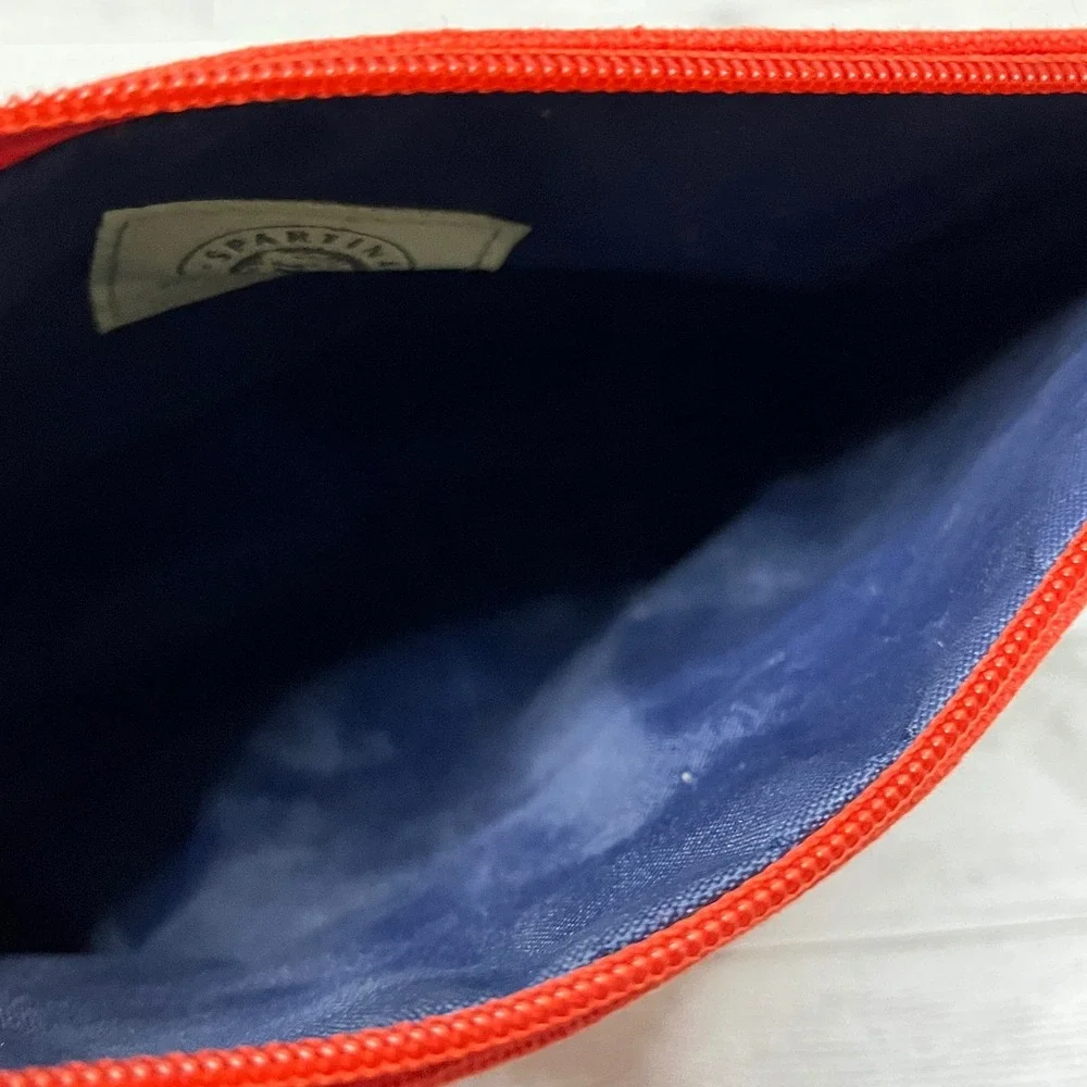 Spartina 449 Sweet as a Peach‎ Linen Canvas Cosmetic Pouch Makeup Bag Gold Zip